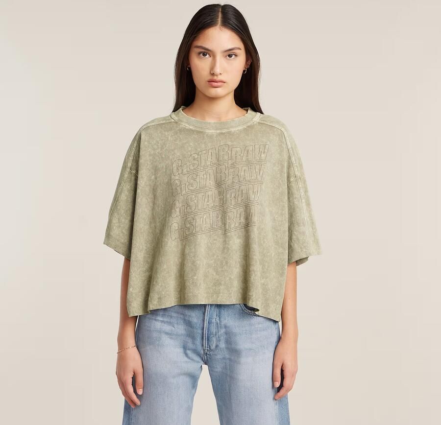 G-Star RAW Washed Multi Logo Oversized T-shirt Beige Dames - Foto 7