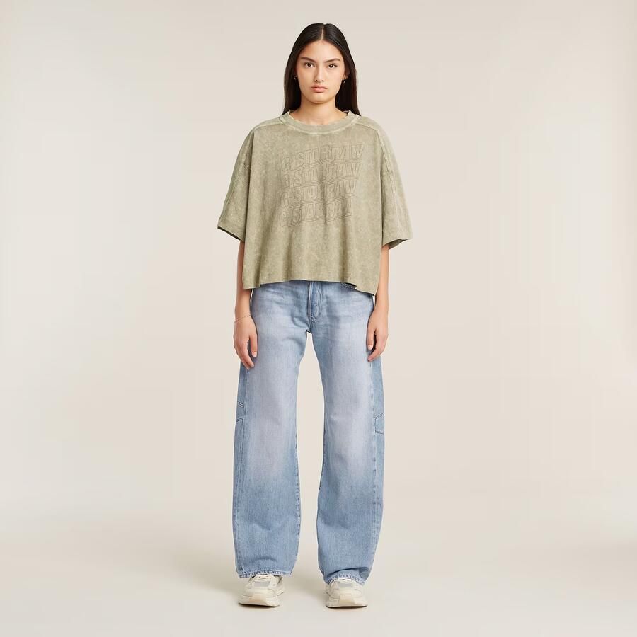 G-Star RAW Washed Multi Logo Oversized T-shirt Beige Dames