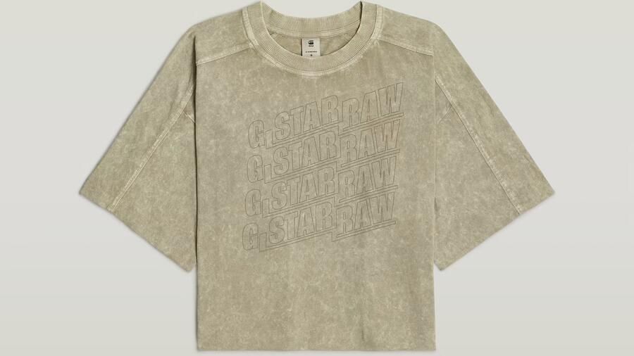 G-Star RAW Washed Multi Logo Oversized T-shirt Beige Dames - Foto 6