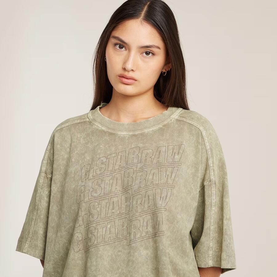 G-Star RAW Washed Multi Logo Oversized T-shirt Beige Dames - Foto 2
