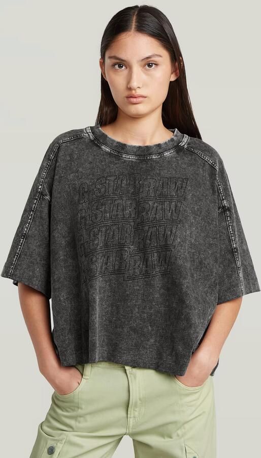 G-Star RAW Washed Multi Logo Oversized T-shirt Grijs Dames - Foto 3