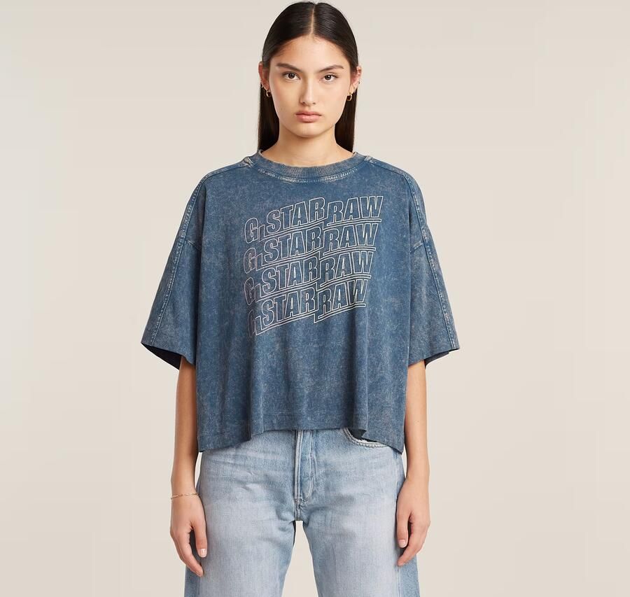 G-Star RAW Washed Multi Logo Oversized T-shirt Midden blauw Dames - Foto 7