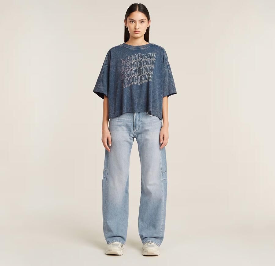 G-Star RAW Washed Multi Logo Oversized T-shirt Midden blauw Dames - Foto 3