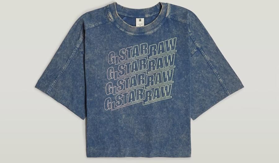 G-Star RAW Washed Multi Logo Oversized T-shirt Midden blauw Dames - Foto 6