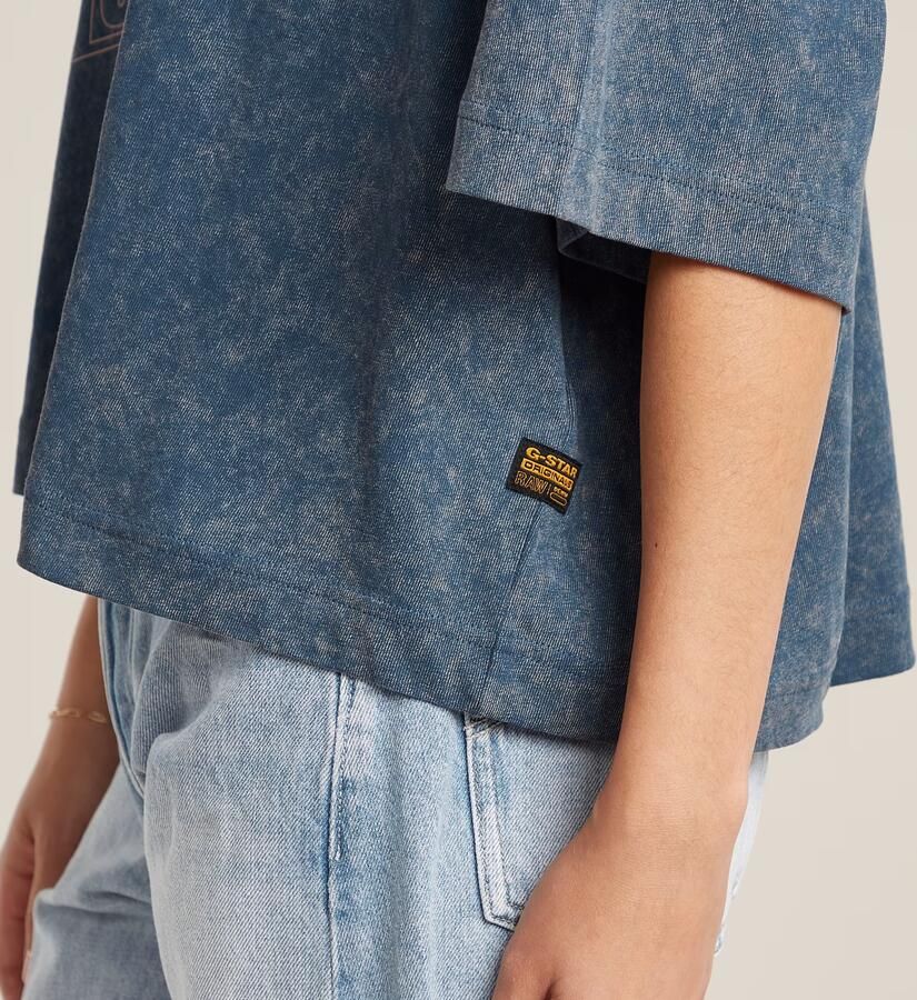 G-Star RAW Washed Multi Logo Oversized T-shirt Midden blauw Dames - Foto 5