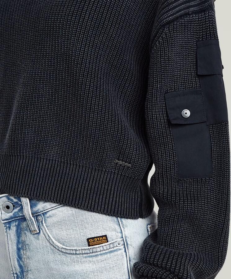 G-Star RAW Washed Pocket Loose Gebreide Trui Donkerblauw Dames - Foto 3