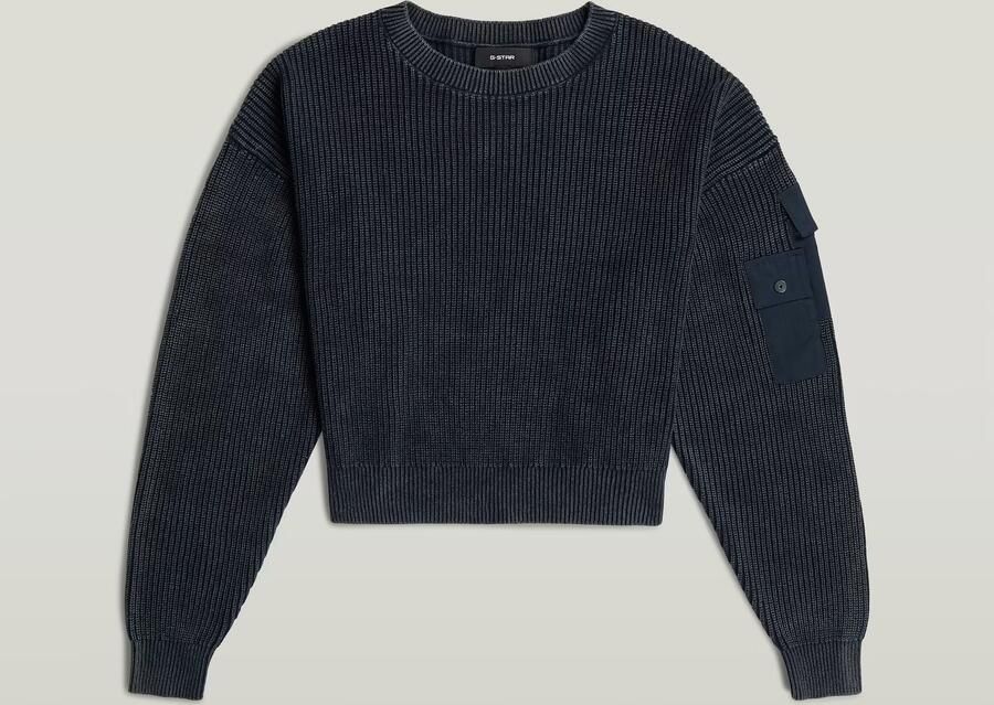 G-Star RAW Washed Pocket Loose Gebreide Trui Donkerblauw Dames - Foto 4