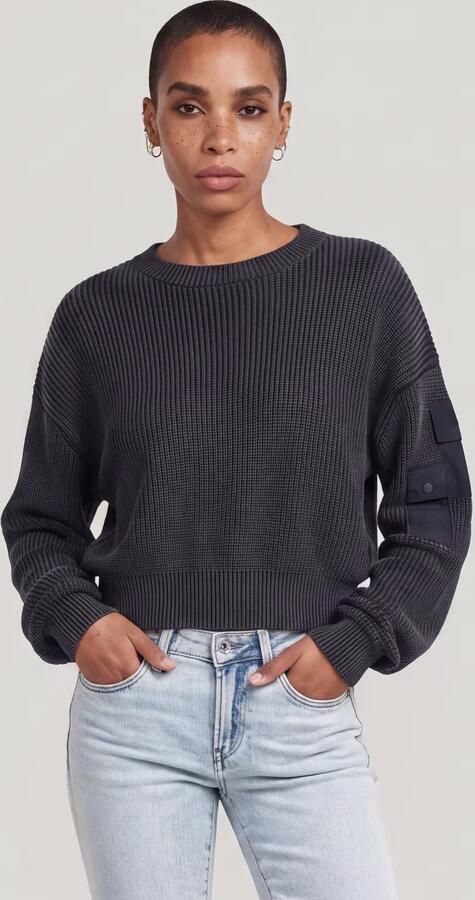 G-Star RAW Washed Pocket Loose Gebreide Trui Donkerblauw Dames - Foto 4
