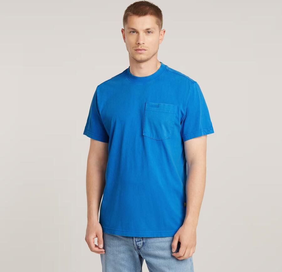 G-Star RAW Washed Pocket T-Shirt Midden blauw Heren