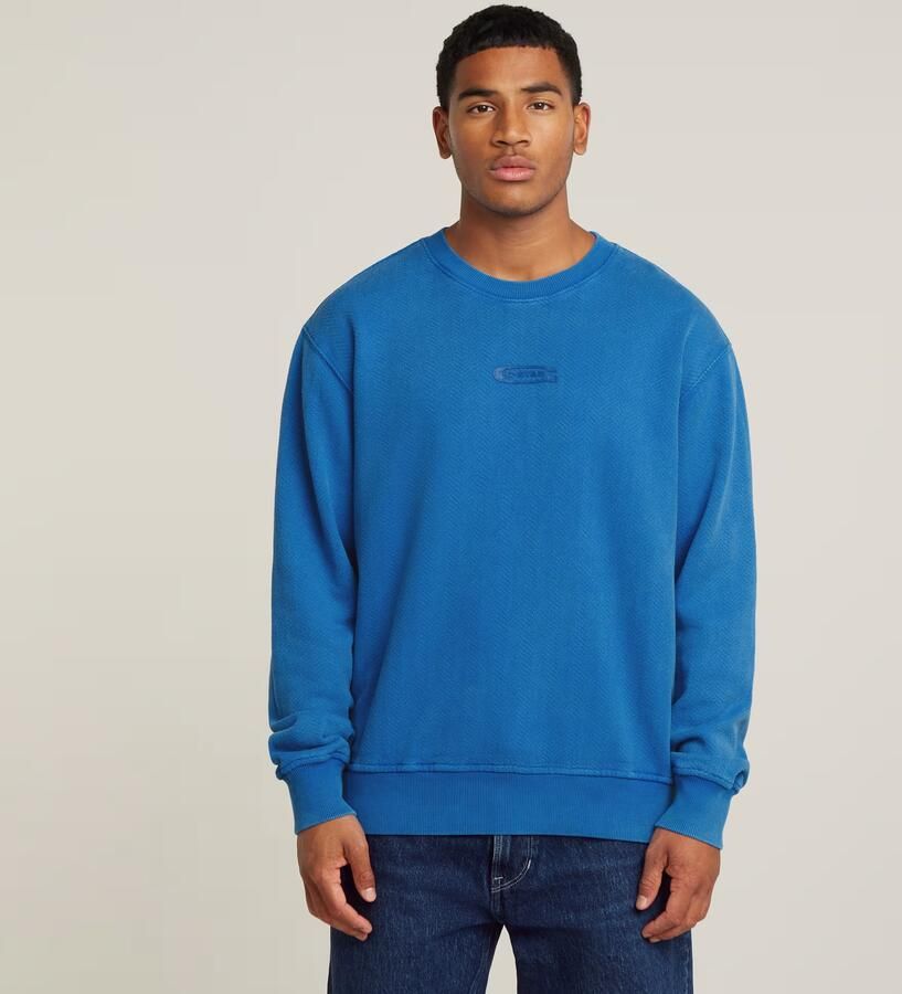 G-Star RAW Washed Relaxed Sweater Midden blauw Heren - Foto 7