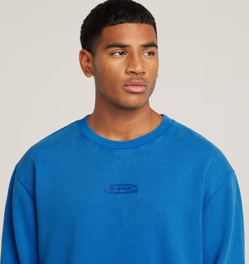 G-Star RAW Washed Relaxed Sweater Midden blauw Heren - Foto 5