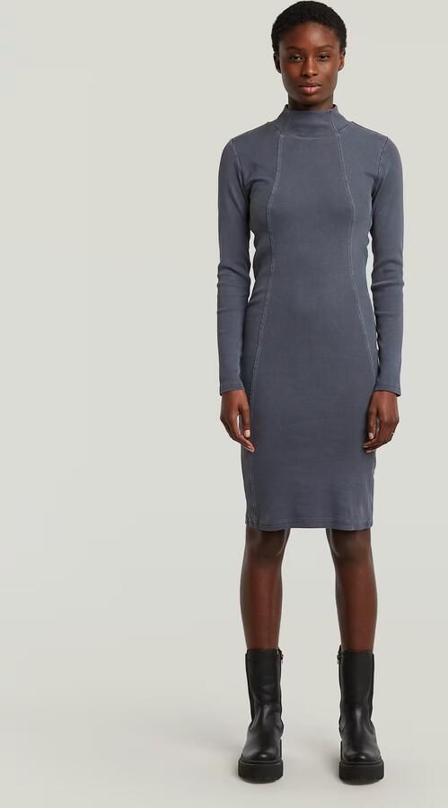 G-Star RAW Washed Slim Rib Jurk Donkerblauw Dames - Foto 7