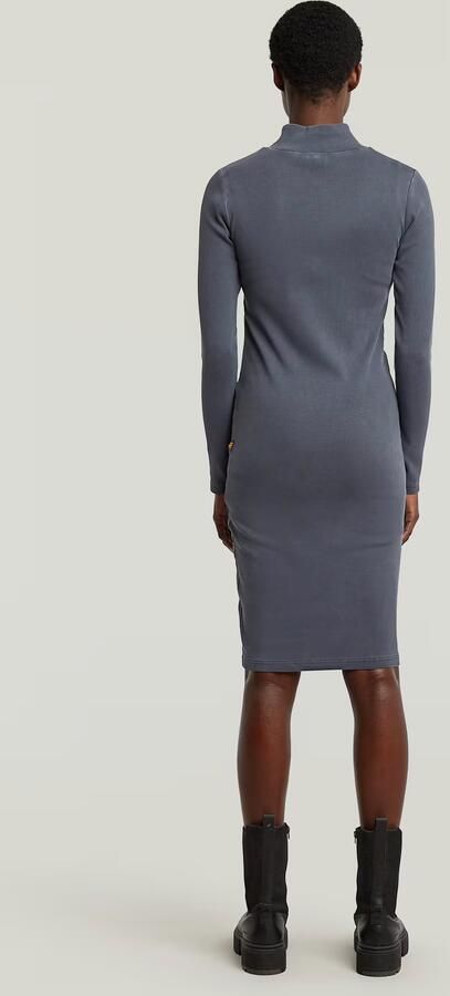 G-Star RAW Washed Slim Rib Jurk Donkerblauw Dames - Foto 6