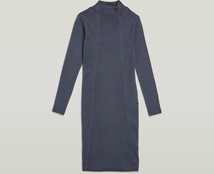 G-Star RAW Washed Slim Rib Jurk Donkerblauw Dames - Foto 4