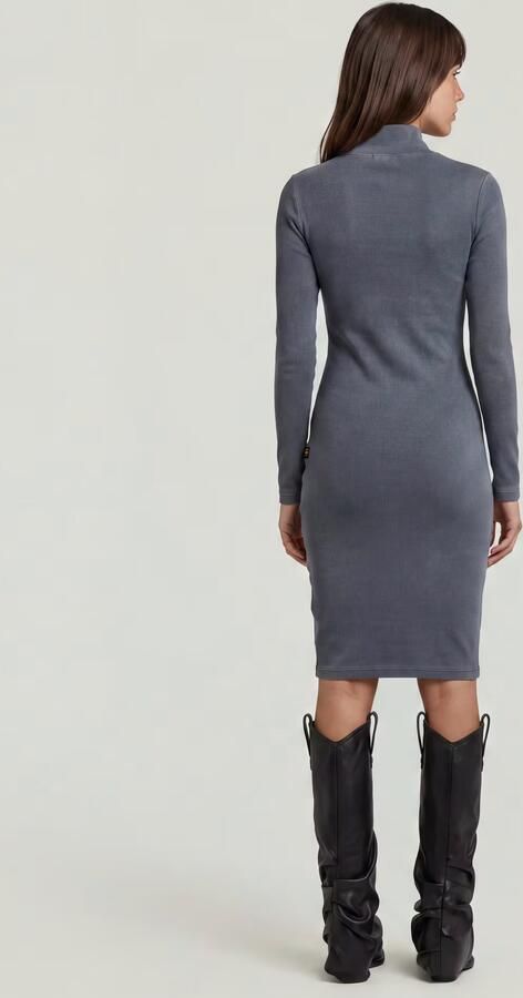 G-Star RAW Washed Slim Rib Jurk Donkerblauw Dames - Foto 5