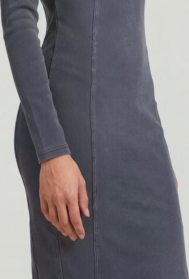 G-Star RAW Washed Slim Rib Jurk Donkerblauw Dames - Foto 4