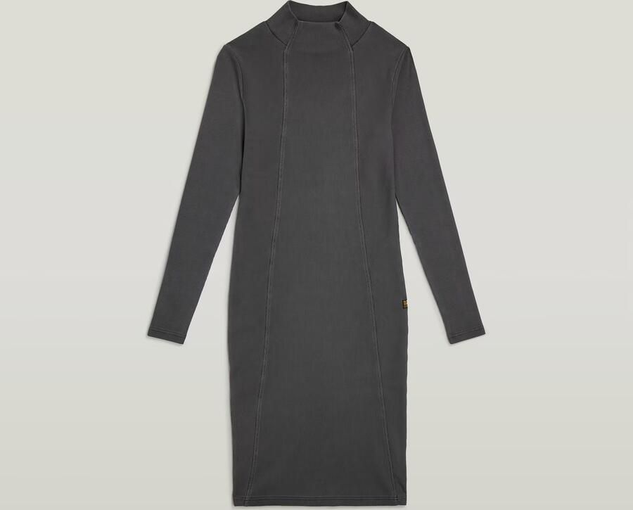 G-Star RAW Washed Slim Rib Jurk Zwart Dames - Foto 2
