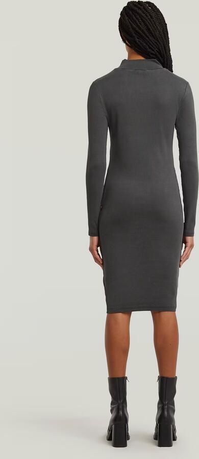 G-Star RAW Washed Slim Rib Jurk Zwart Dames - Foto 6