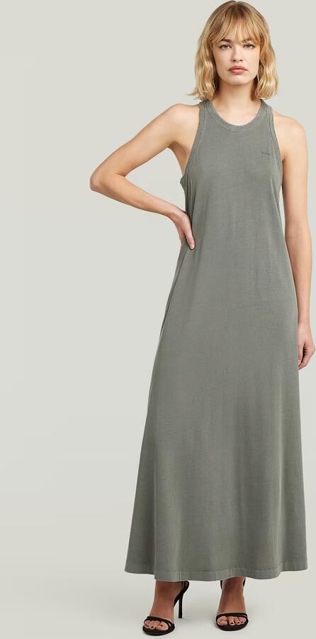 G-Star RAW Washed Tank Maxi Jurk Groen Dames