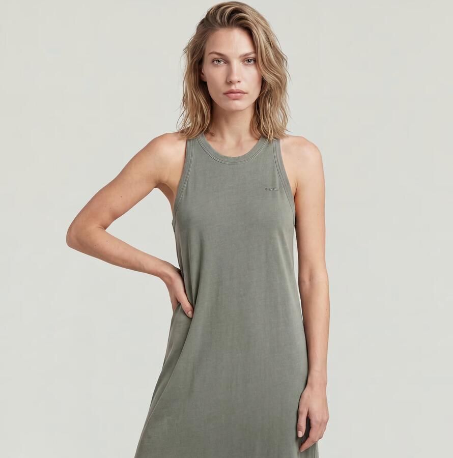 G-Star RAW Washed Tank Maxi Jurk Groen Dames - Foto 3