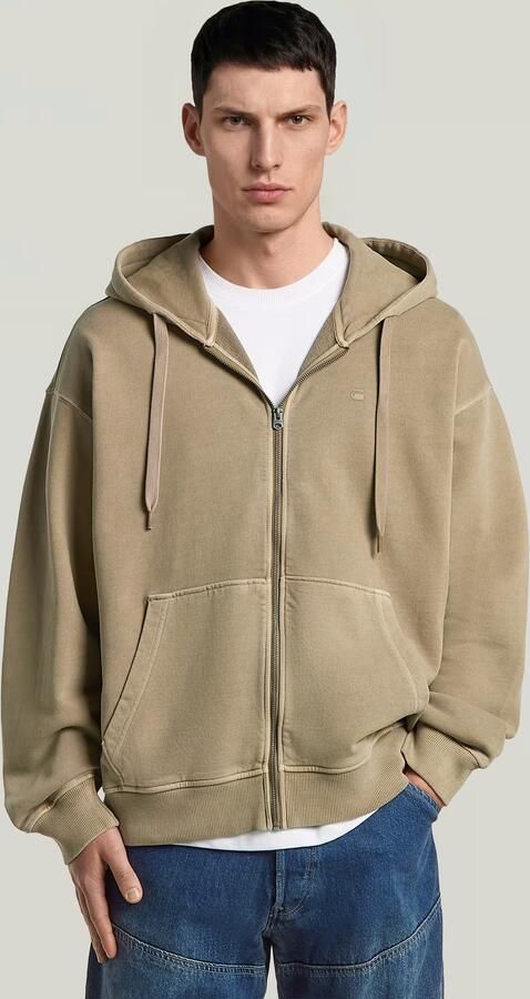 G-Star RAW Washed Zip Hoodie Beige Heren