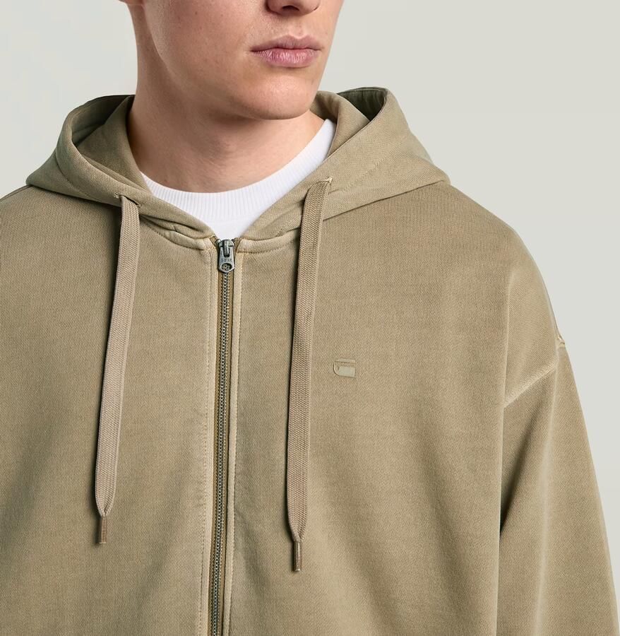 G-Star RAW Washed Zip Hoodie Beige Heren - Foto 3