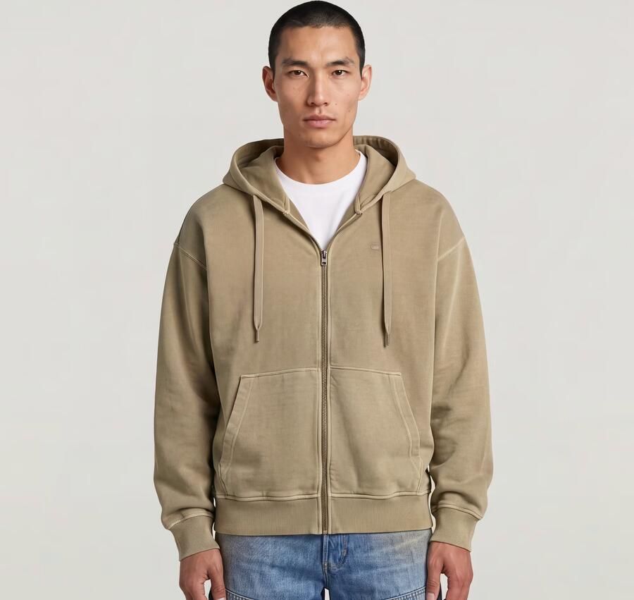 G-Star RAW Washed Zip Hoodie Beige Heren - Foto 4