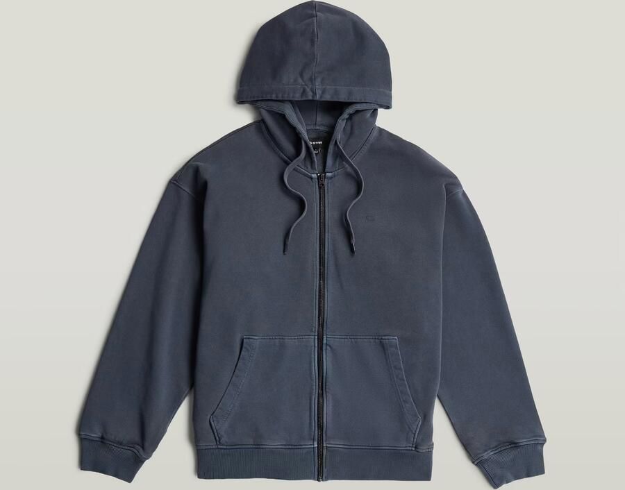 G-Star RAW Washed Zip Hoodie Donkerblauw Heren