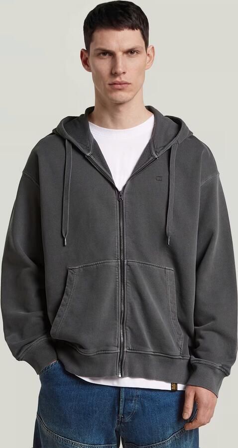G-Star RAW Washed Zip Hoodie Zwart Heren