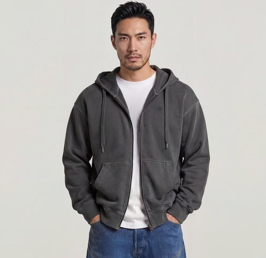 G-Star RAW Washed Zip Hoodie Zwart Heren - Foto 4