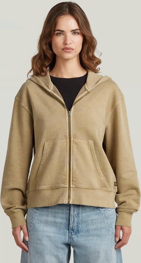 G-Star RAW Washed Zip Relaxed Hoodie Beige Dames