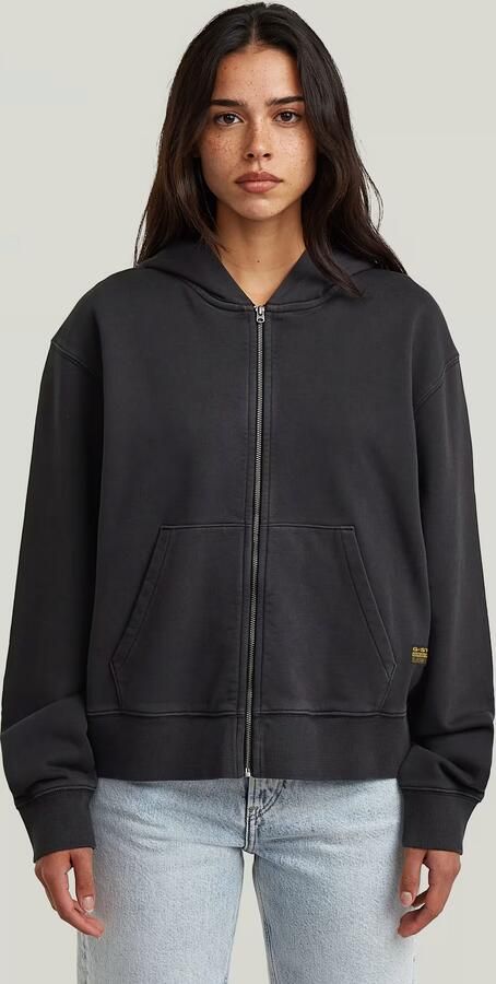 G-Star RAW Washed Zip Relaxed Hoodie Zwart Dames