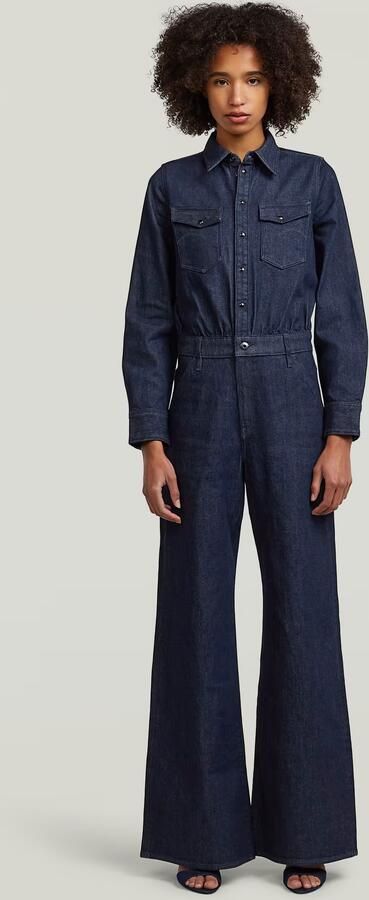 G-Star RAW Western Wide Leg Jumpsuit Donkerblauw Dames