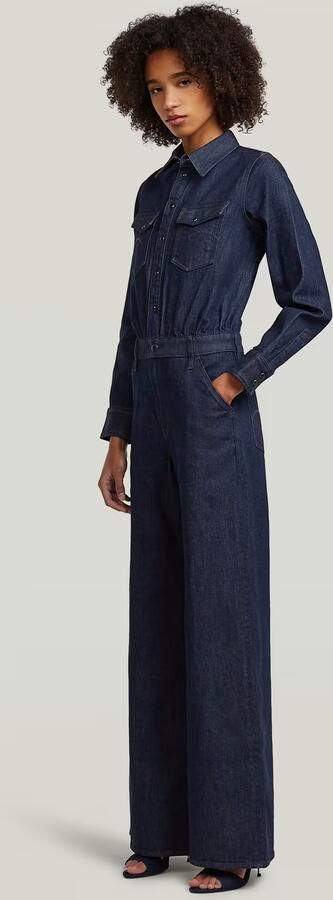 G-Star RAW Western Wide Leg Jumpsuit Donkerblauw Dames - Foto 6