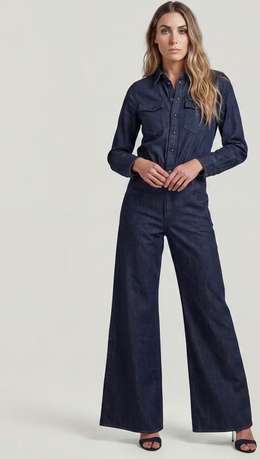 G-Star RAW Western Wide Leg Jumpsuit Donkerblauw Dames - Foto 4