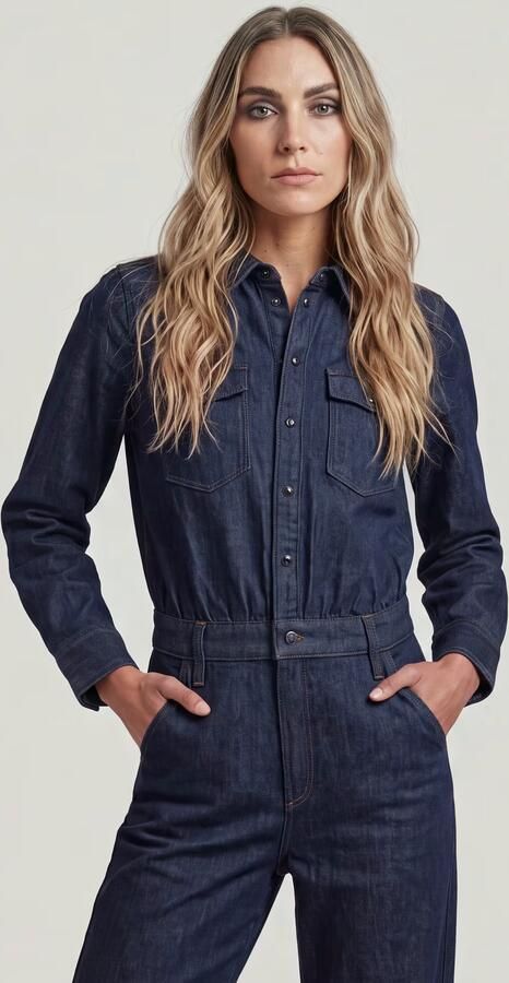 G-Star RAW Western Wide Leg Jumpsuit Donkerblauw Dames - Foto 5