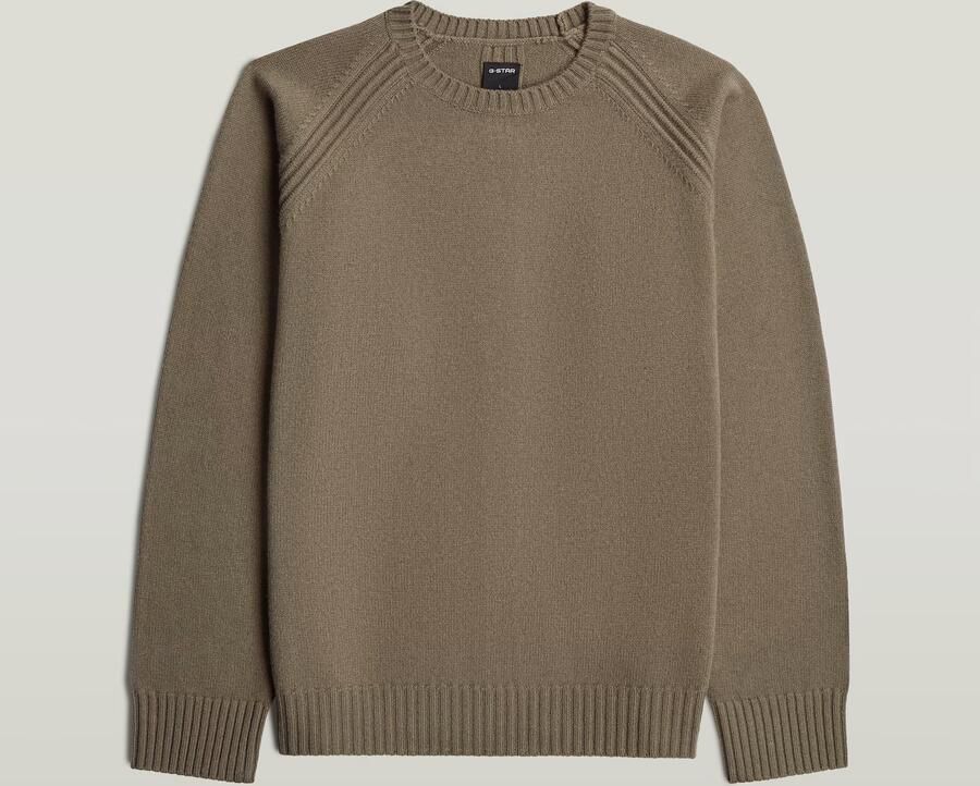 G-Star RAW Wool Raglan Relaxed Gebreide Trui Bruin Heren