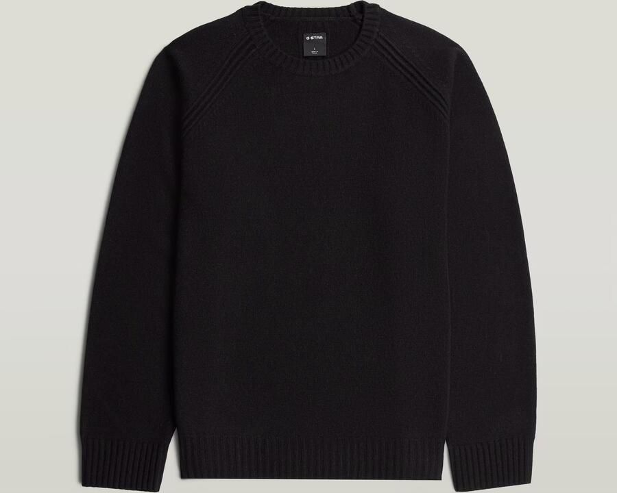 G-Star RAW Wool Raglan Relaxed Gebreide Trui Zwart Heren