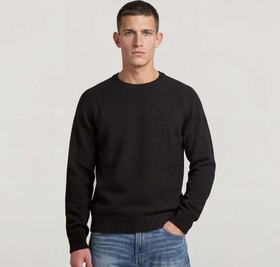 G-Star RAW Wool Raglan Relaxed Gebreide Trui Zwart Heren - Foto 4
