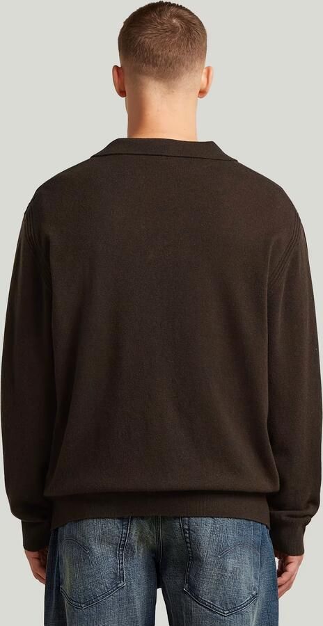 G-Star RAW Wool Refined Polo Collar Gebreide Trui Bruin Heren - Foto 6