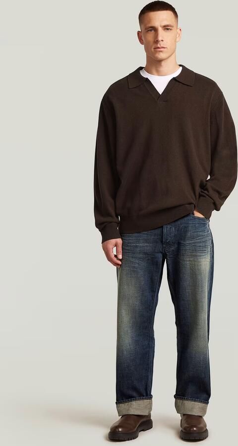 G-Star RAW Wool Refined Polo Collar Gebreide Trui Bruin Heren - Foto 5