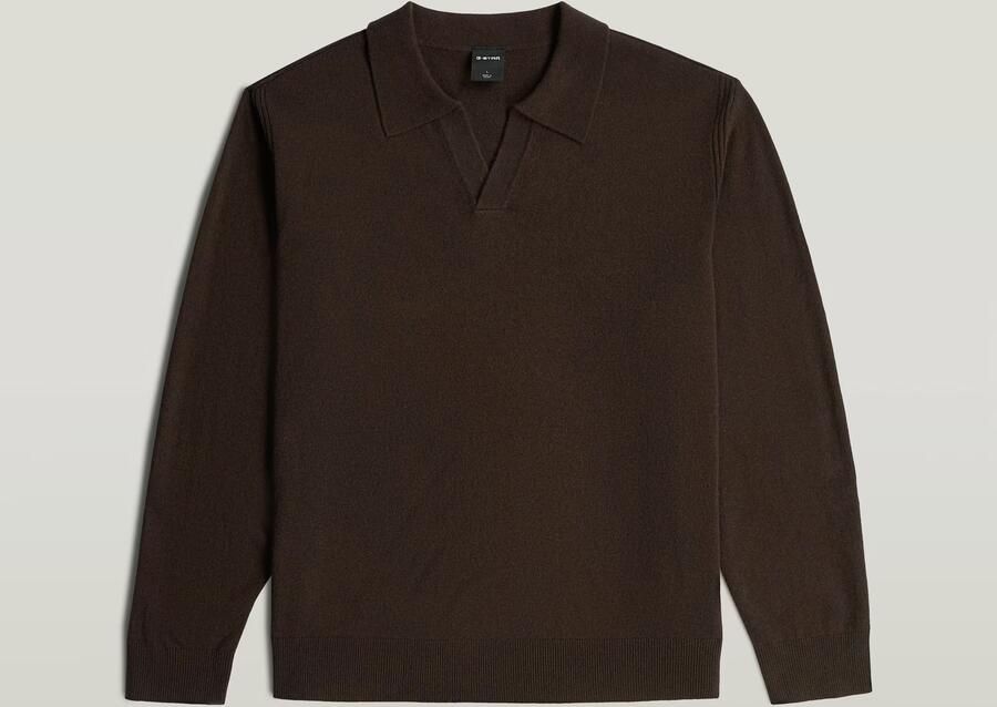 G-Star RAW Wool Refined Polo Collar Gebreide Trui Bruin Heren - Foto 4