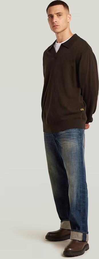 G-Star RAW Wool Refined Polo Collar Gebreide Trui Bruin Heren - Foto 7