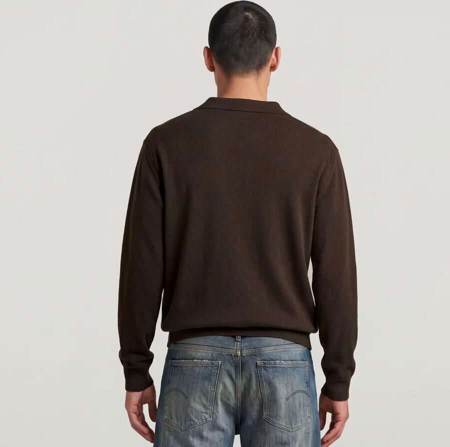 G-Star RAW Wool Refined Polo Collar Gebreide Trui Bruin Heren - Foto 4