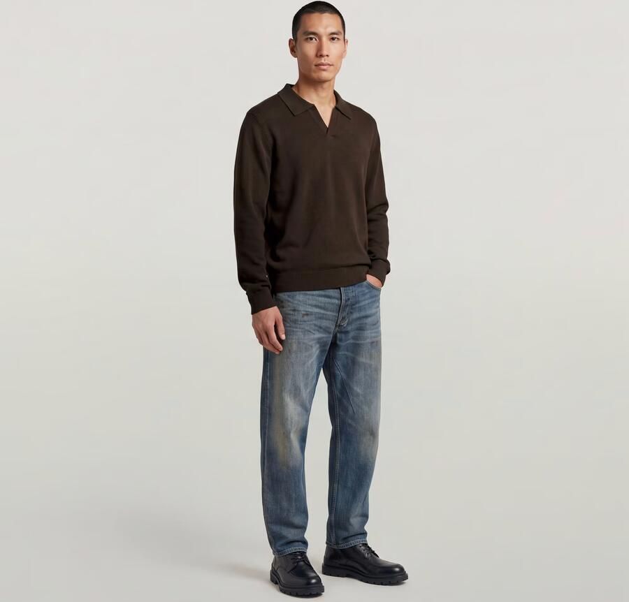 G-Star RAW Wool Refined Polo Collar Gebreide Trui Bruin Heren - Foto 5