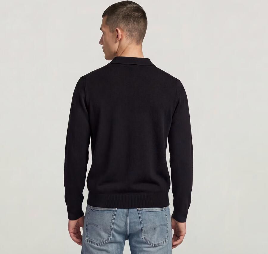 G-Star RAW Wool Refined Polo Collar Gebreide Trui Midden blauw Heren - Foto 4