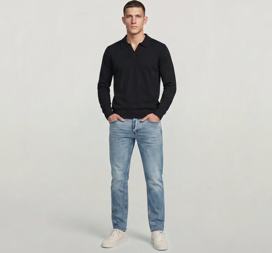 G-Star RAW Wool Refined Polo Collar Gebreide Trui Midden blauw Heren - Foto 5