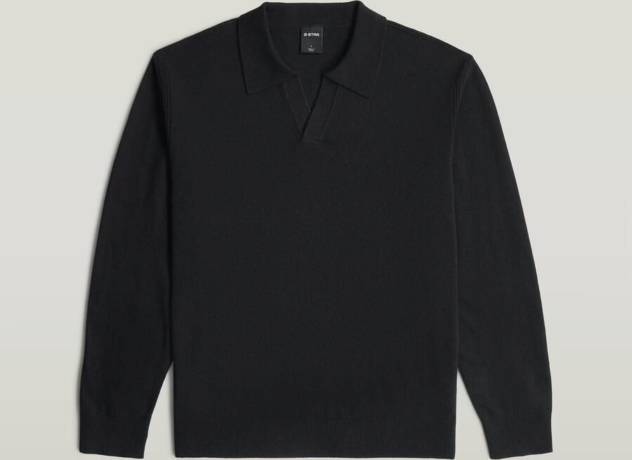 G-Star RAW Wool Refined Polo Collar Gebreide Trui Midden blauw Heren - Foto 6
