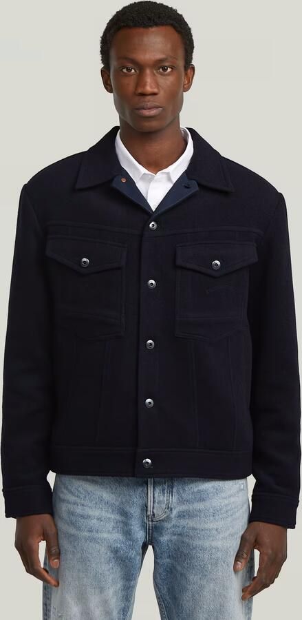 G-Star RAW Wool Trucker Jack Donkerblauw Heren - Foto 6