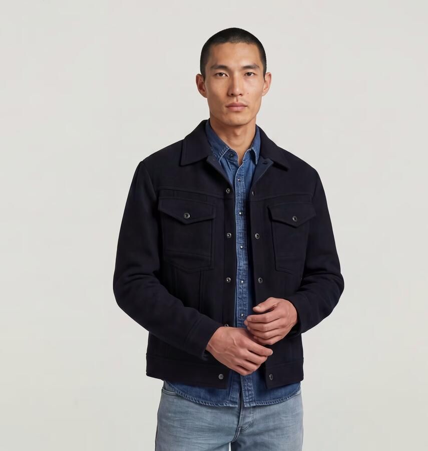 G-Star RAW Wool Trucker Jack Donkerblauw Heren - Foto 3